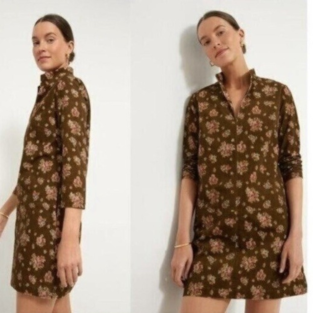 NWT Tuckernuck Hazel Mini Dress XXL Bouquet Corduroy Clifton V Neck Floral Brown
